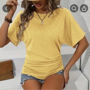 Bright yellow ruched t-shirt top